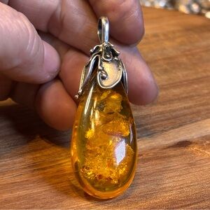 Baltic Amber & sterling silver pendant